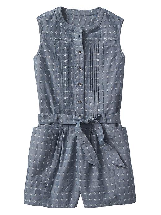Image number 1 showing, Factory dobby chambray romper