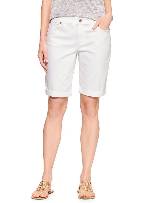 Image number 1 showing, Factory white denim bermuda shorts