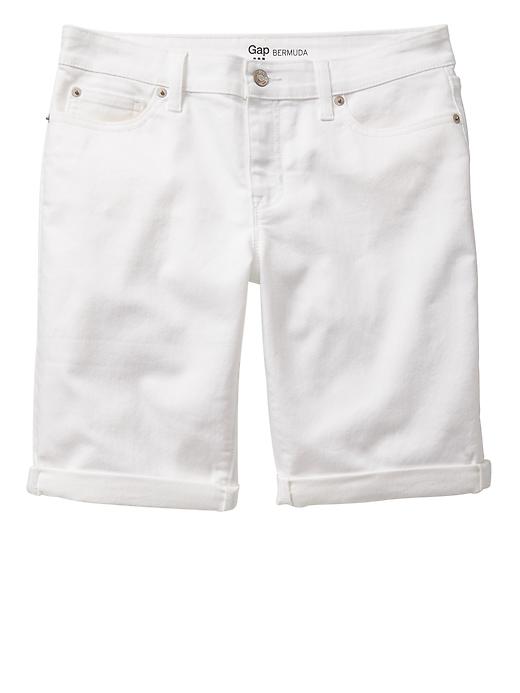 Image number 3 showing, Factory white denim bermuda shorts