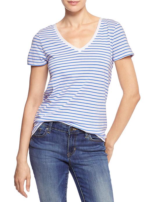 View large product image 1 of 1. Favorite stripe v-neck tee
