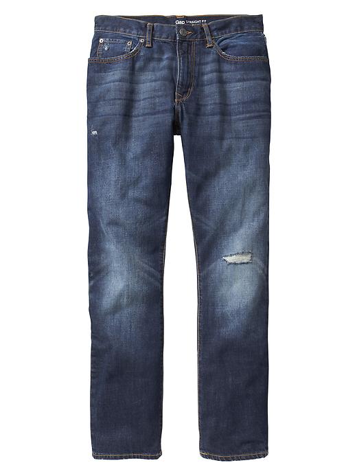 Image number 3 showing, Destructed straight fit jeans