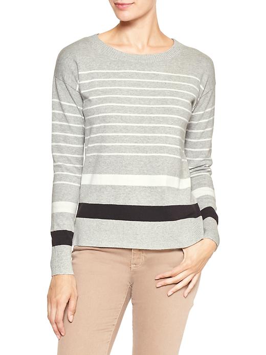 View large product image 1 of 1. Multi-stripe drop-shoulder sweater