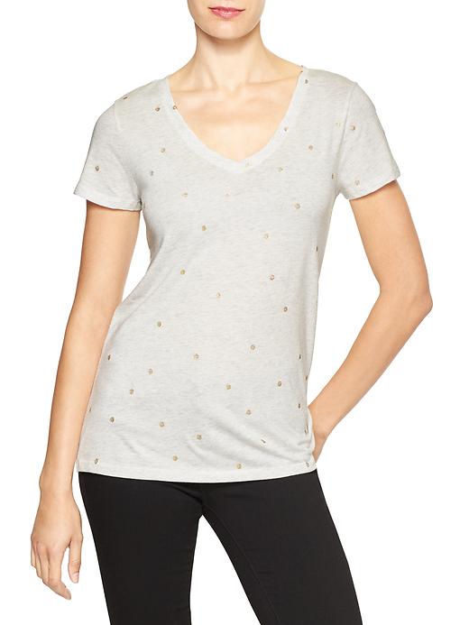 View large product image 1 of 1. Favorite glitter dot V-neck tee