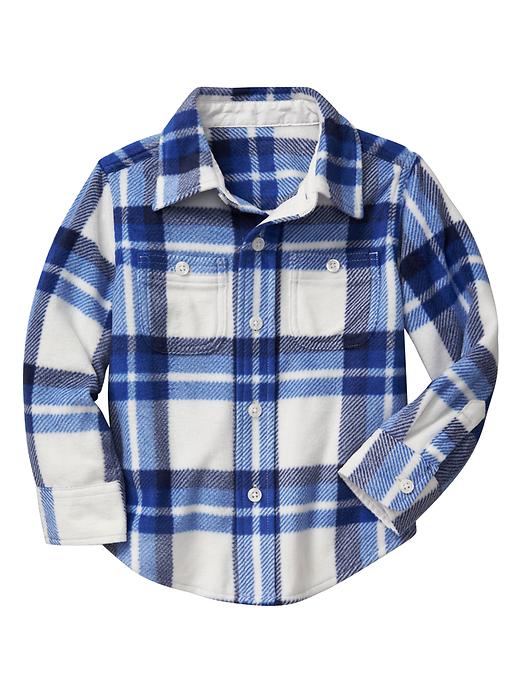 View large product image 1 of 1. Plaid microfleece two-pocket shirt