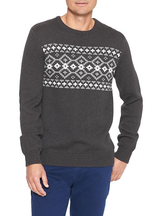 View large product image 1 of 1. Fair isle crewneck sweater