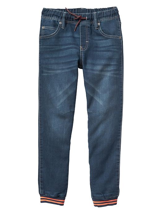 Image number 1 showing, Contrast-stripe slim stretch knit jeans