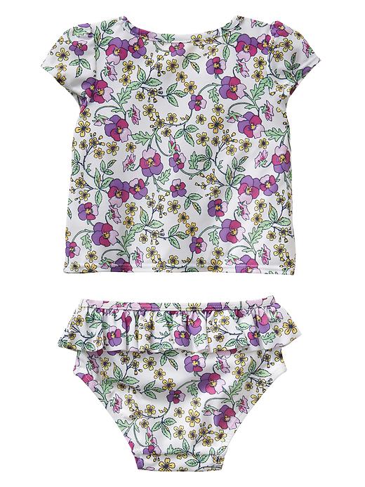 Image number 2 showing, Floral ruffle rashguard two-piece