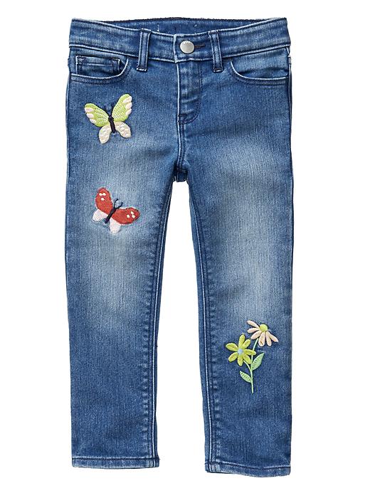 Image number 2 showing, Embroidered butterfly skinny fit jeans