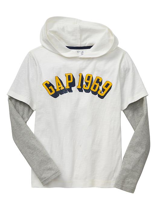 View large product image 1 of 1. 2-in-1 logo hoodie tee