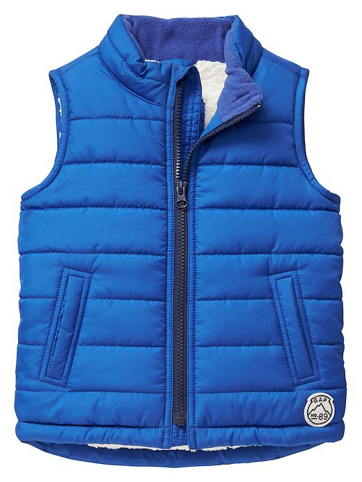 View large product image 1 of 1. Warmest sherpa-lined puffer vest