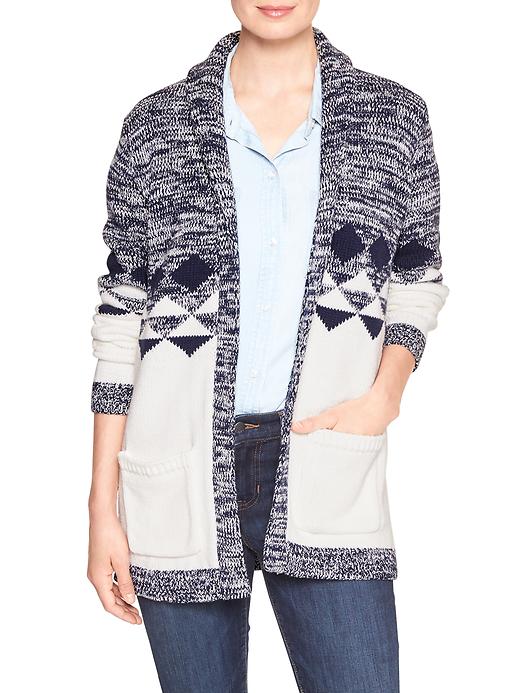 Image number 1 showing, Intarsia open-front cardigan