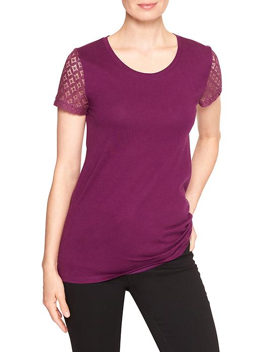 View large product image 1 of 1. Lace-sleeve tee