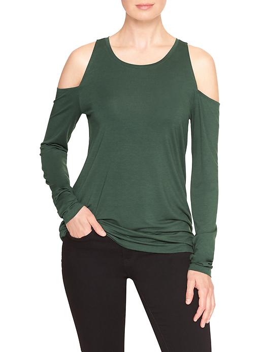 View large product image 1 of 1. Luxe cold-shoulder tee