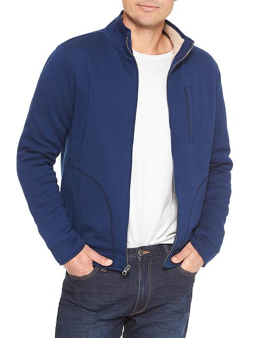 View large product image 1 of 1. Sherpa zip mockneck