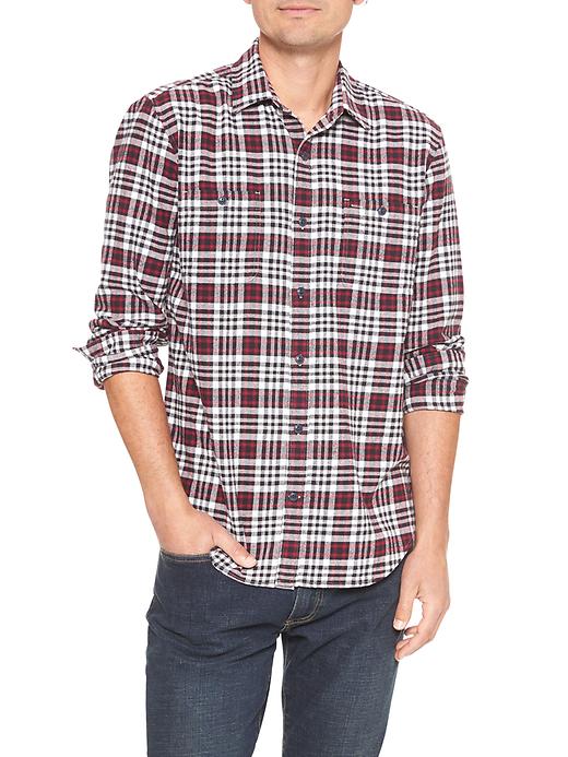 Image number 8 showing, Print two-pocket flannel shirt