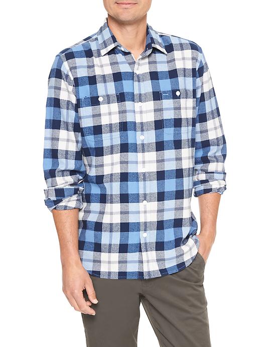 View large product image 1 of 1. Print two-pocket flannel shirt