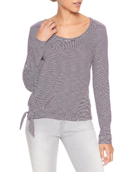 Image number 1 showing, Easy stripe tie-front tee