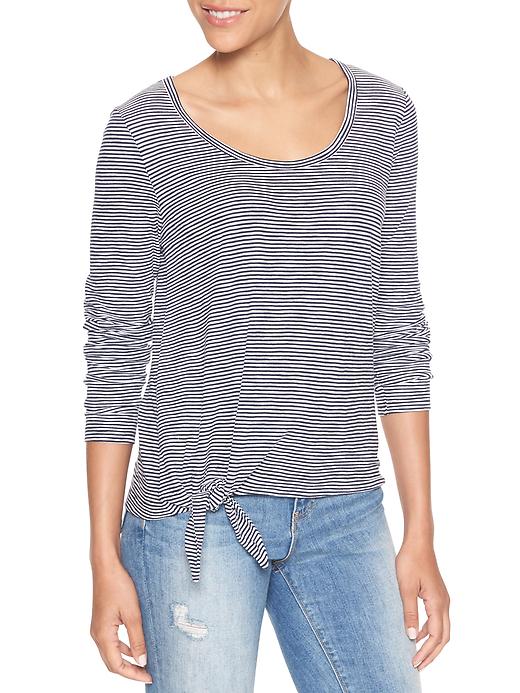 Image number 4 showing, Easy stripe tie-front tee