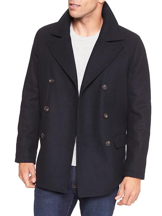 Image number 1 showing, Classic wool-blend peacoat