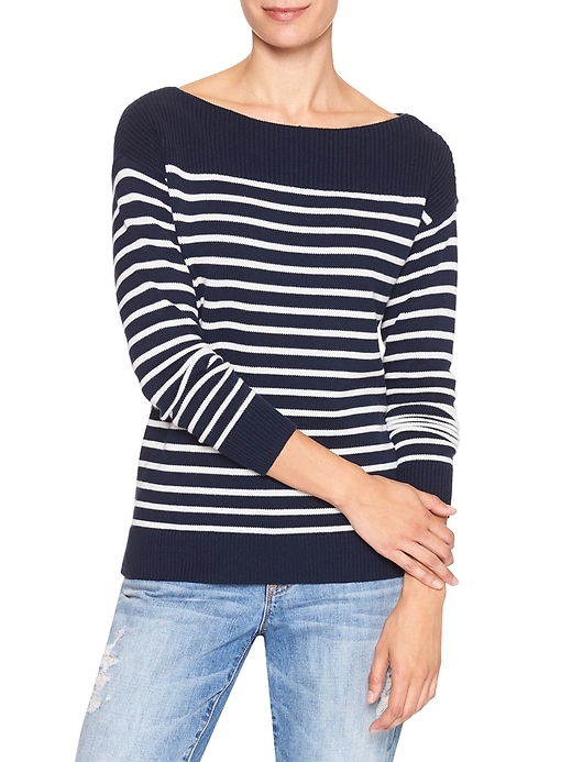 Image number 1 showing, Stripe boatneck sweater