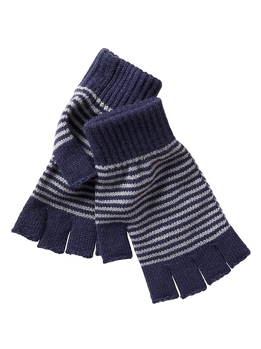 View large product image 1 of 1. Stripe fingerless mittens