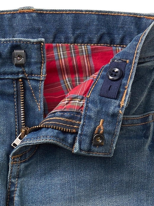 Image number 3 showing, Stretch plaid-lined straight jeans