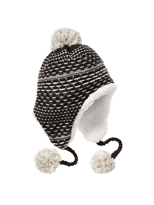 View large product image 1 of 1. Pom-pom trapper hat