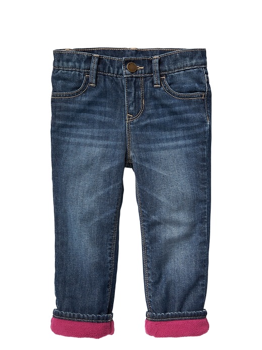 Image number 1 showing, Stretch fleece-lined straight fit jeans