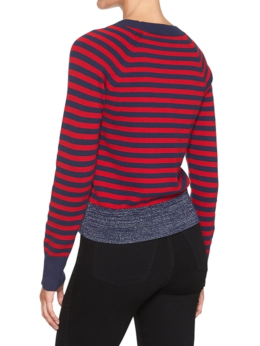 Image number 2 showing, Stripe raglan crewneck sweater
