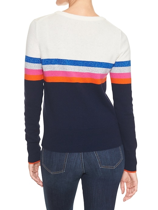 Image number 2 showing, Colorblock chest-stripe crewneck sweater