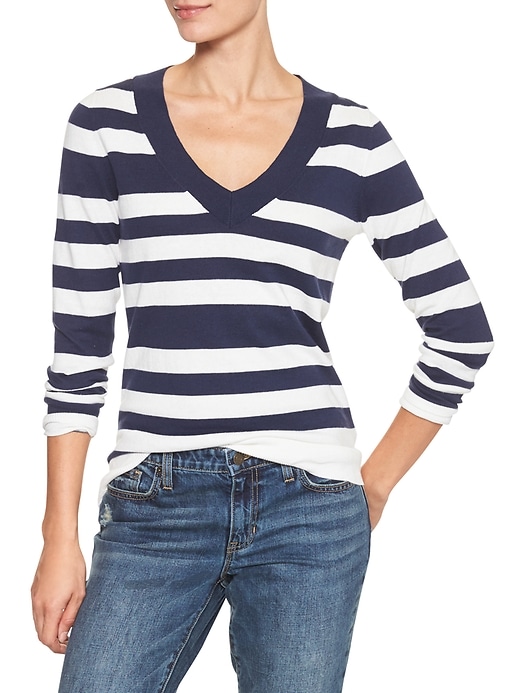 Image number 4 showing, Stripe V-neck sweater