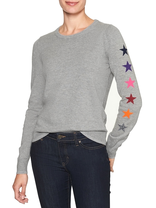 Image number 1 showing, Intarsia-sleeve crewneck sweater