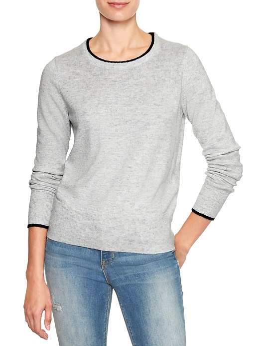 Image number 1 showing, Tipped crewneck sweater