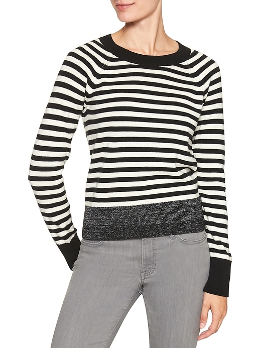 Image number 3 showing, Stripe raglan crewneck sweater