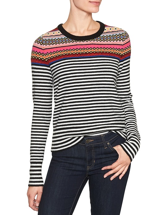 Image number 1 showing, Stripe fair isle sweater