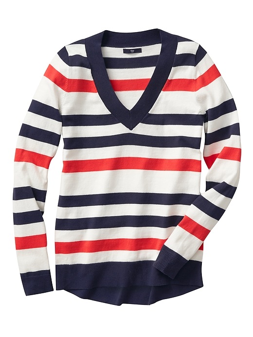 Image number 3 showing, Stripe V-neck sweater