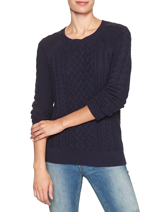 Image number 7 showing, Cable crewneck sweater