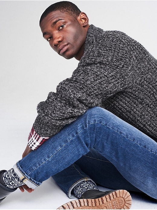 Image number 1 showing, Marled shawl pullover