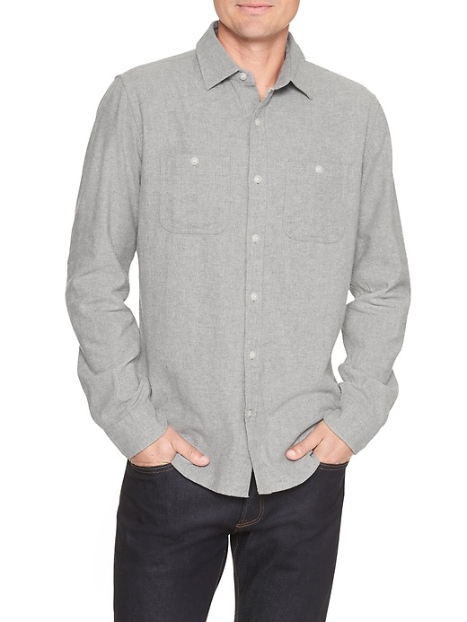 Image number 4 showing, Print two-pocket flannel shirt