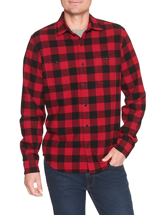 Image number 2 showing, Print two-pocket flannel shirt