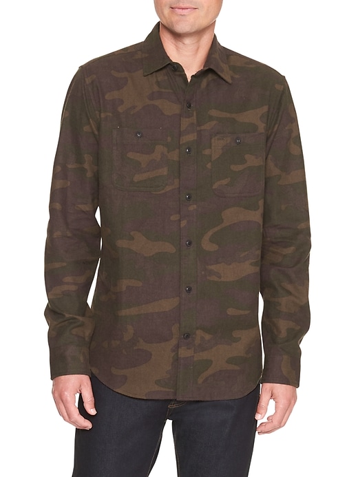 Image number 9 showing, Print two-pocket flannel shirt