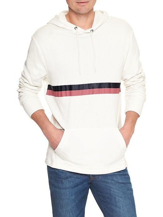 Image number 1 showing, Double-knit chest-stripe hoodie