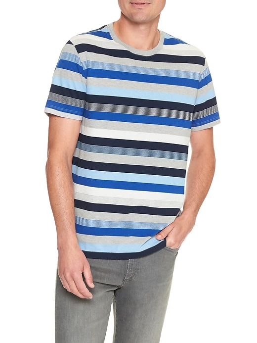 View large product image 1 of 1. Everyday crazy stripe crewneck tee