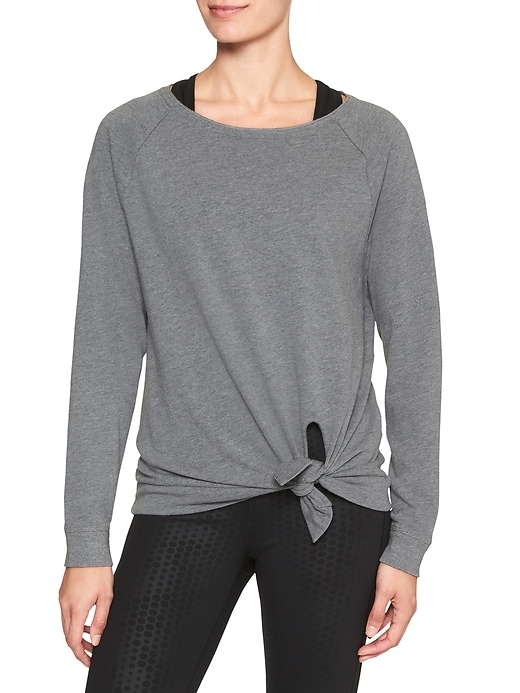 Image number 1 showing, Tie-front pullover