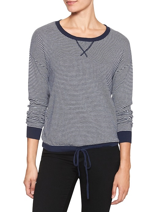 Image number 2 showing, Stripe drawcord drop-shoulder sweater