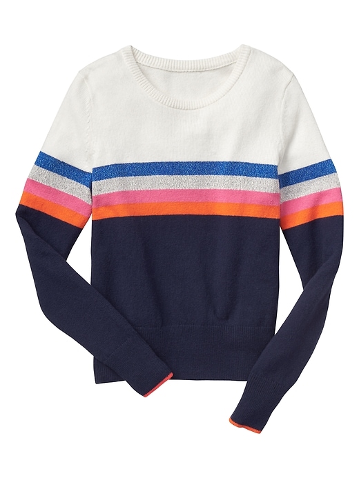 Image number 3 showing, Colorblock chest-stripe crewneck sweater