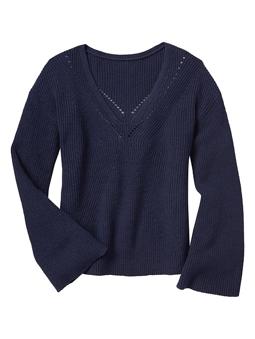 Image number 3 showing, Pointelle V-neck sweater