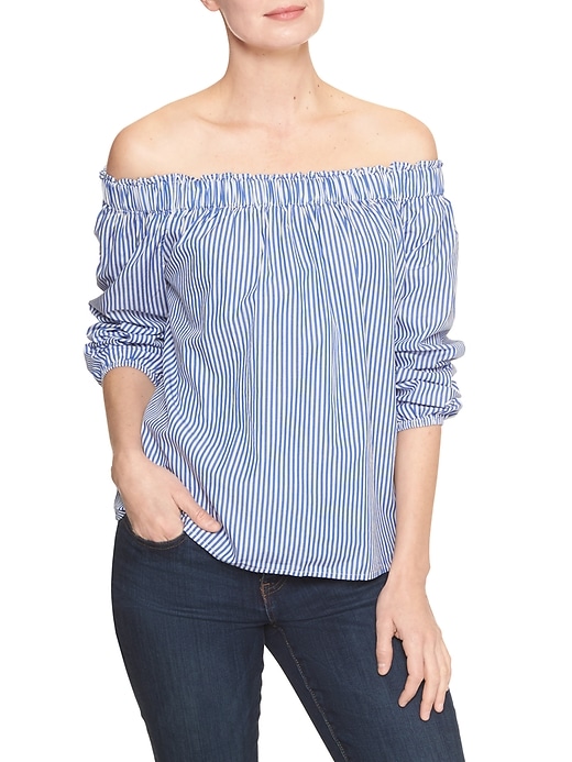 View large product image 1 of 1. Poplin off-shoulder top