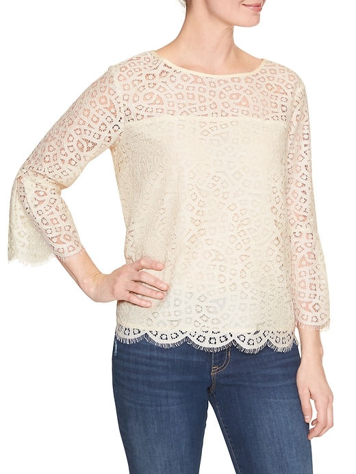 Image number 3 showing, Crochet bell-sleeve top