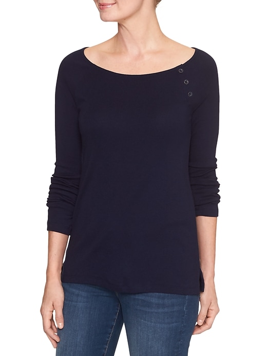 View large product image 1 of 1. Favorite long-sleeve boatneck tee